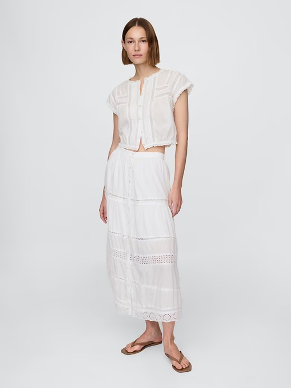 Gap Tiered Lace-Trim Maxi Skirt